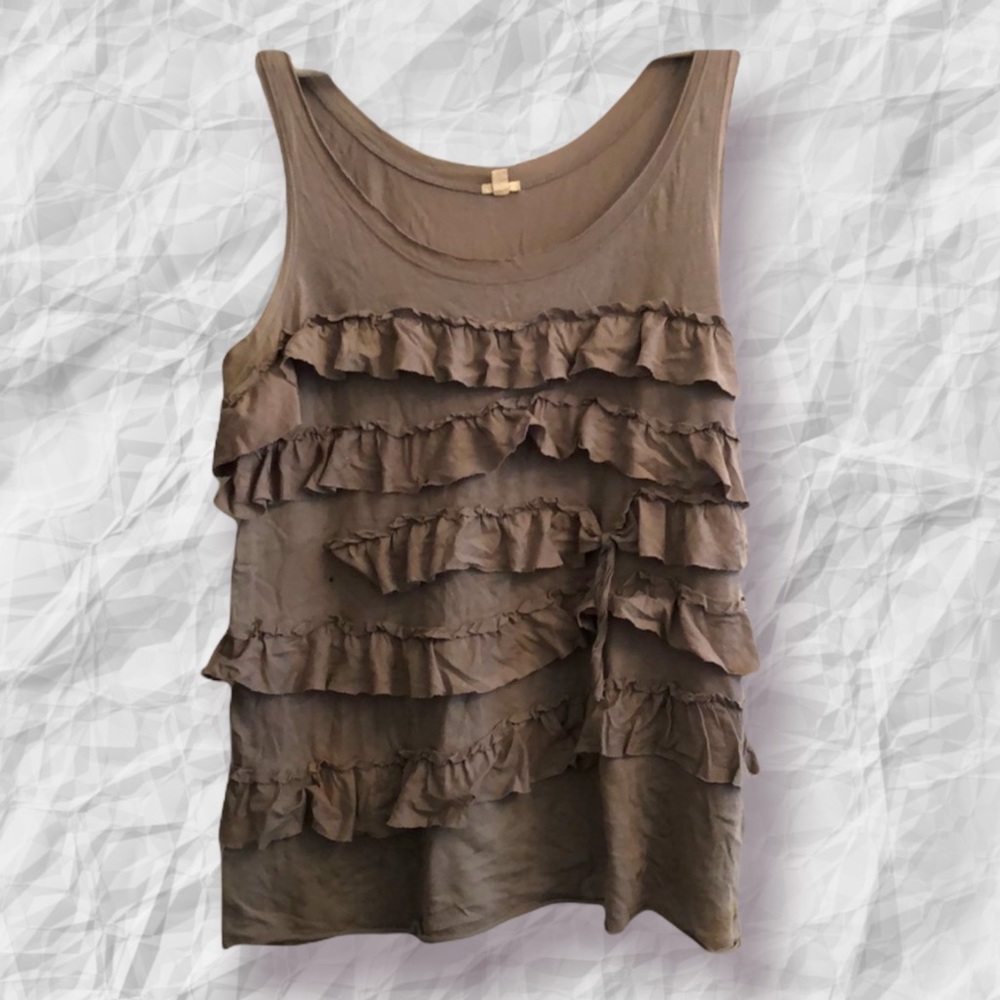 Stone Gray Ruffled Tank Blouse